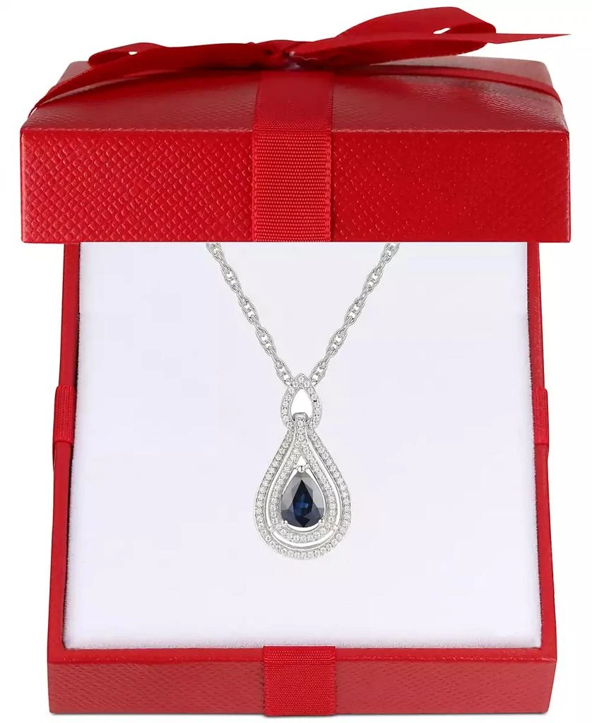 Macy's Sapphire (1-1/4 ct. t.w.) & Diamond (1/4 ct. t.w.) 18" Pendant Necklace in 14k White Gold (Also available in Tanzanite, Emerald and Ruby) 1