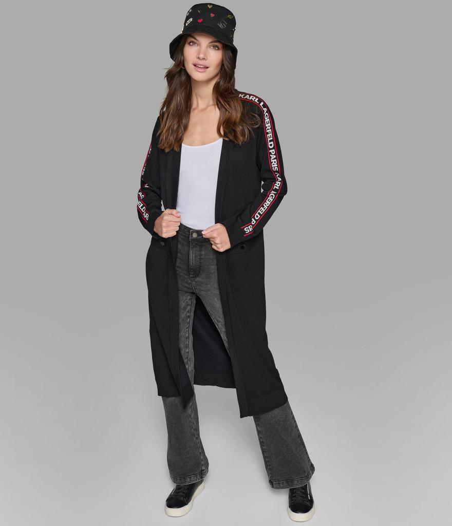 Shop LONG CARDIGAN WITH LOGO TAPING on Sale at BeyondStyle – Get
