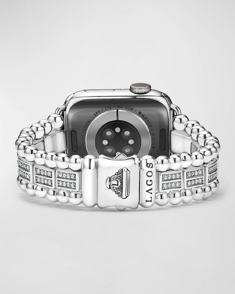 LAGOS Smart Caviar Sterling Silver Spark Diamond 2 Row 38mm Apple Watch Band 4