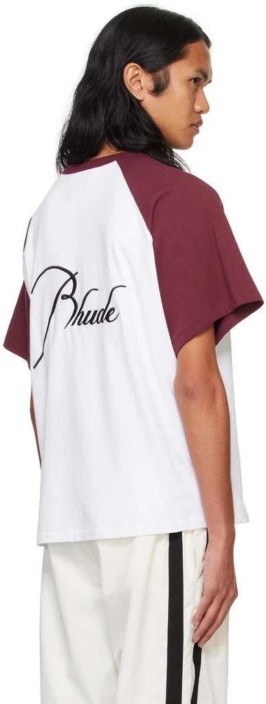 Rhude White & Burgundy Raglan Logo T-shirt 3