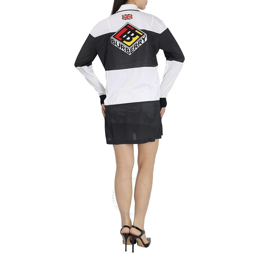 Burberry Logo Graphic Striped Mesh Polo Shirt Dress 3