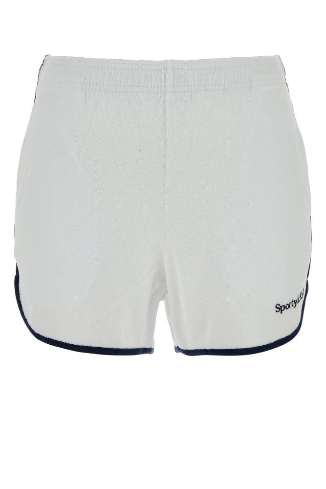 Sporty & Rich Sporty & Rich Logo Detailed Contrasting-Trim Mini Shorts