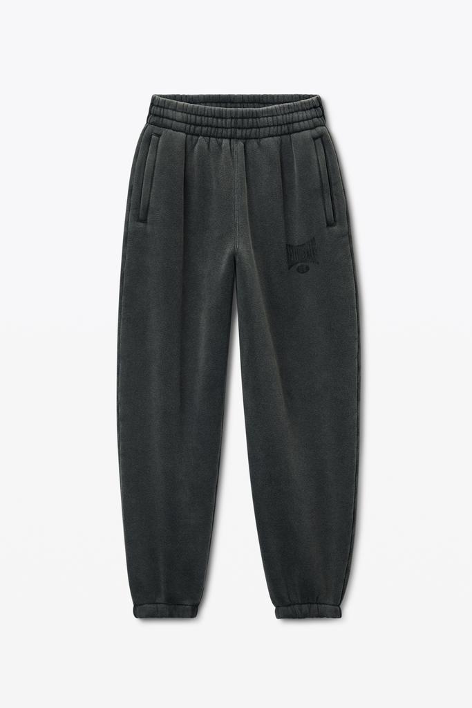 大人気【alexanderwang】Structured terry puff logo sweatpants PUFF LOGO SWEATSHIRT IN STRUCTURED TERRY in BLACK