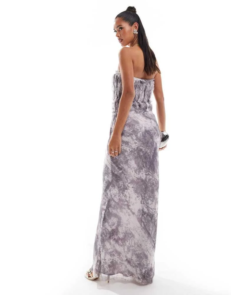 ASOS ASOS DESIGN corset bandeau raw edge midi dress in marble print 3