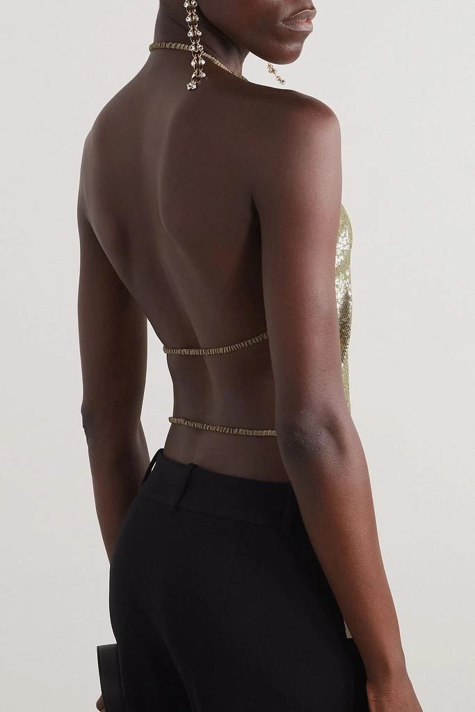 GAUCHERE Open-back sequined metallic satin top 3