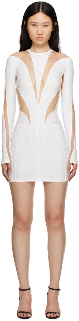 Mugler White & Beige Illusion Minidress 1