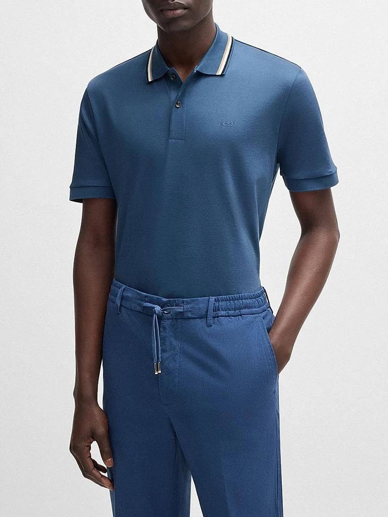 Hugo Boss Slim-Fit Polo Shirt in Cotton with Striped Collar 4