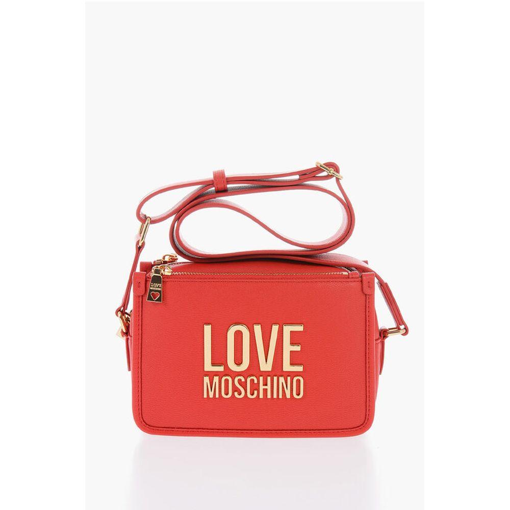 Moschino LOVE Textu Faux Leather Camera Bag with Golden Logo Women's Plaqu
