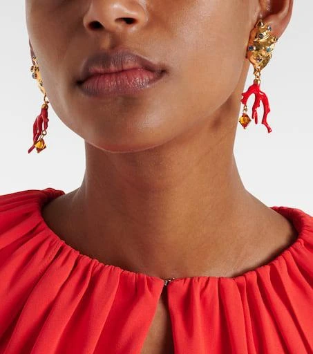 Oscar de la Renta Crystal-embellished clip-on earrings 6