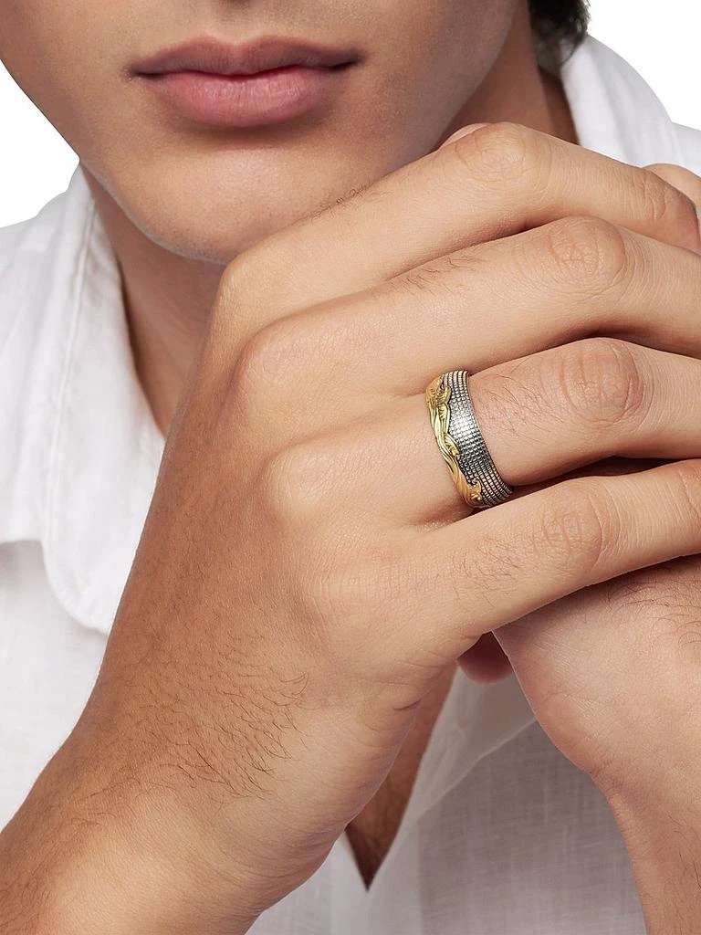 David Yurman Waves Band Ring with 18K Yellow Gold and Sterling Silver 3