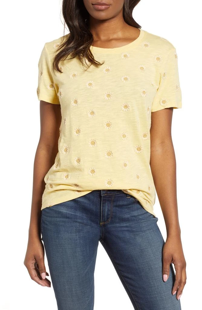 Lucky Brand Daisy All Over Embroidered Cotton Tee 1