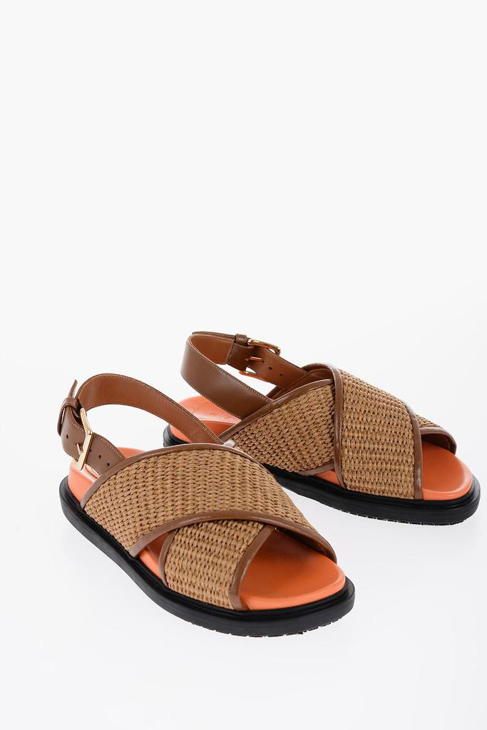 Marni Marni Leather and Raffia Sandals with Buckle Closure