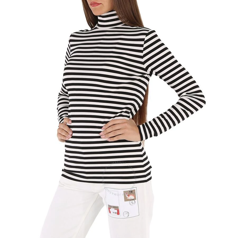 Burberry Ladies Black Striped Stretch Jersey Turtleneck Top 2