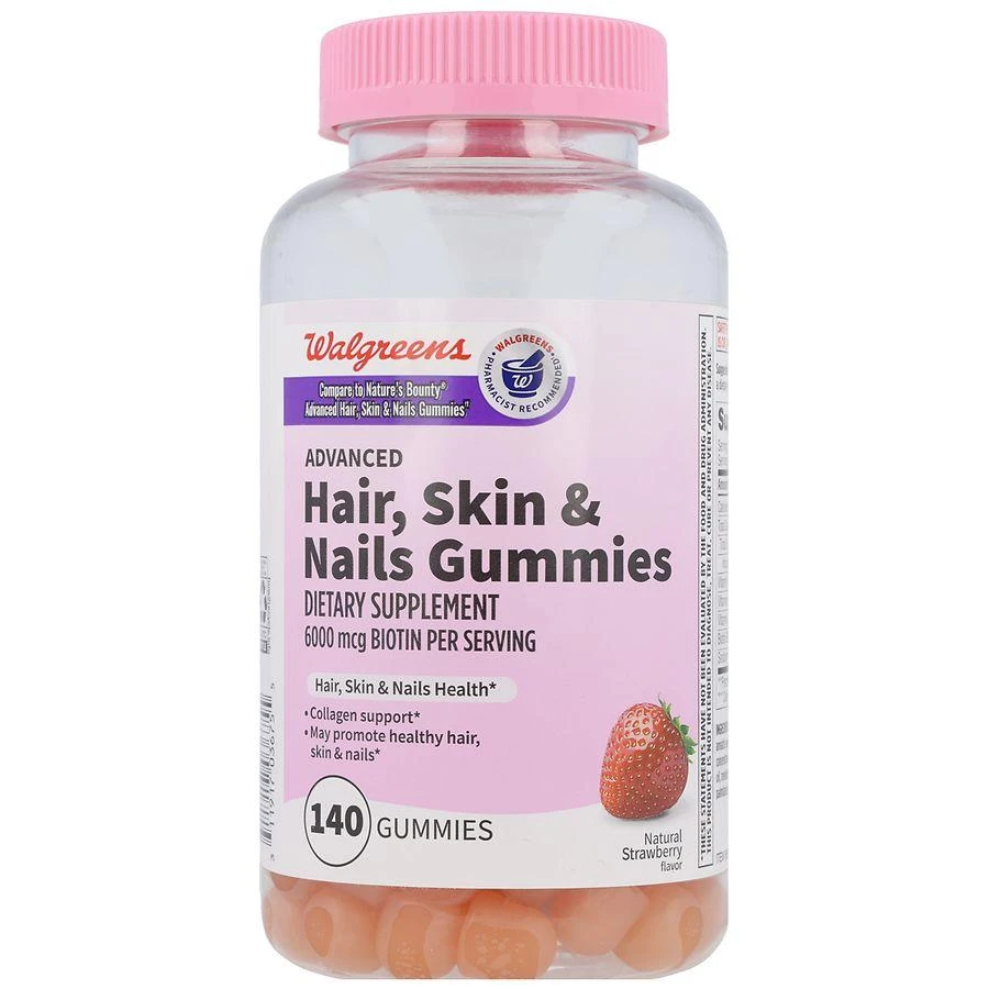 Walgreens Advanced Hair, Skin
Nails Gummies Natural Strawberry