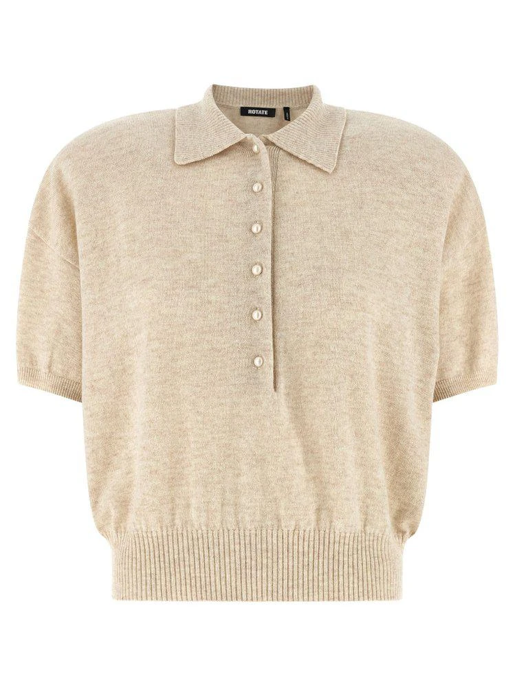 ROTATE Birger Christensen ROTATE Cropped Polo Knitted Top
