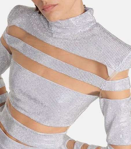 Balmain Mesh-paneled embellished top 5