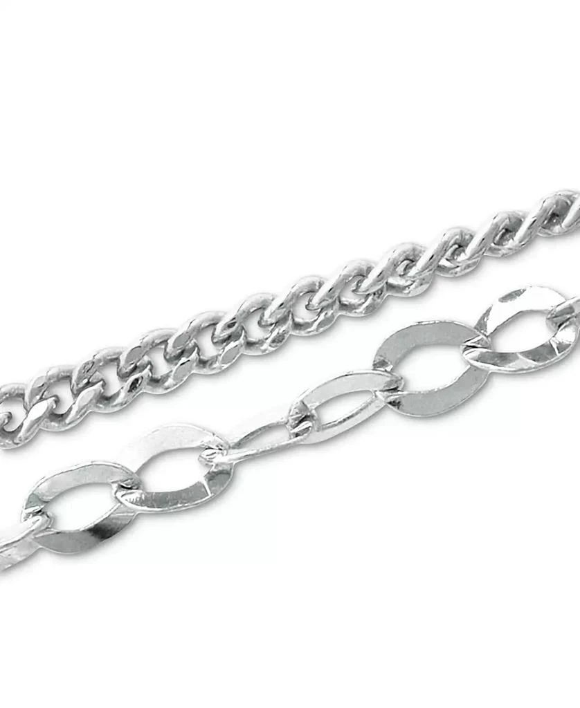Giani Bernini Double Chain Link Ankle Bracelet in Sterling Silver and 18k Over Silver, Created for Macy's 3