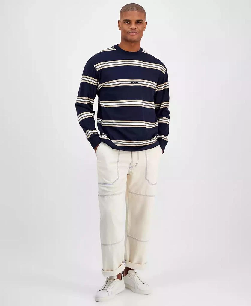 Hugo Boss Men's Nistriplo Relaxed Fit Striped Long Sleeve Crewneck T-Shirt 2