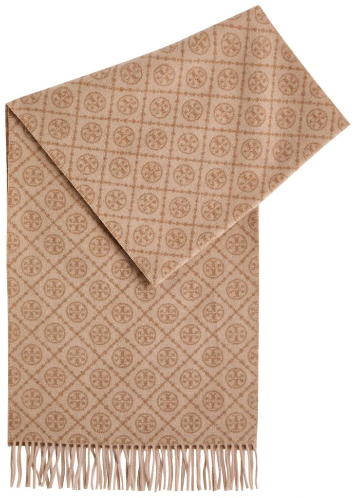 Tory Burch Logo-monogrammed wool-blend scarf 1
