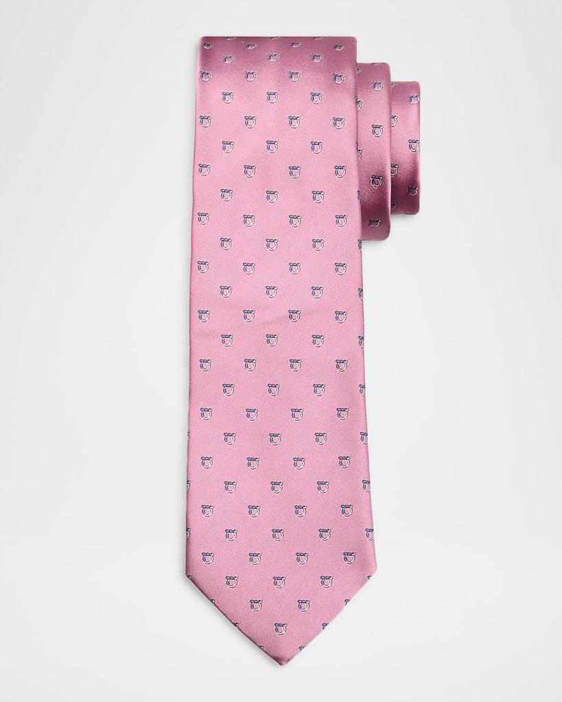 Salvatore Ferragamo Men's Bicolor Gancini Jacquard Silk Tie
