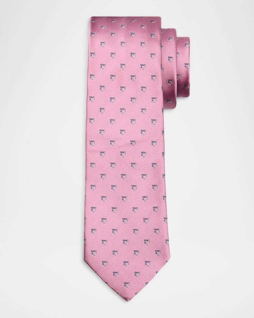 Salvatore Ferragamo Men's Bicolor Gancini Jacquard Silk Tie 1