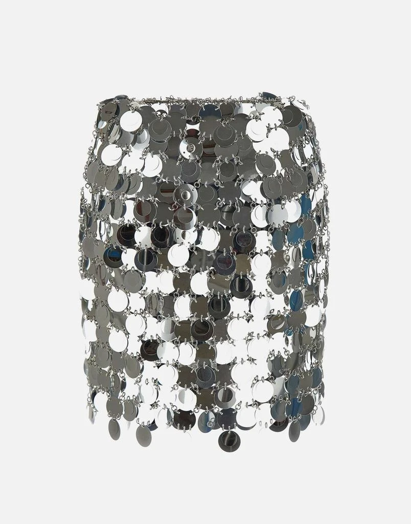 RABANNE Shimmering silver discs and light-reflecting metal rings mini skirt 3