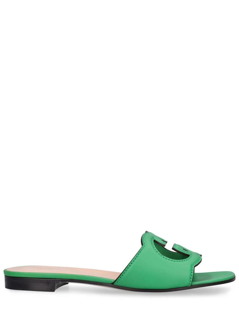 Gucci 20mm Gg Cutout Leather Slide Sandals 1