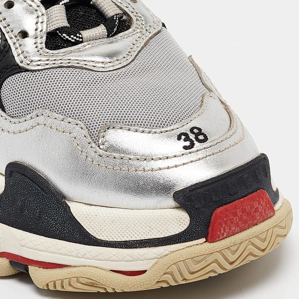 Balenciaga Balenciaga Silver Faux Leather and Mesh Triple S Sneakers Size 38 7