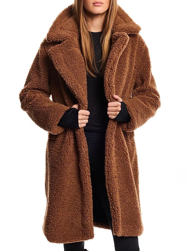 SAM. Sherpa Leather-Trimmed Coat 4