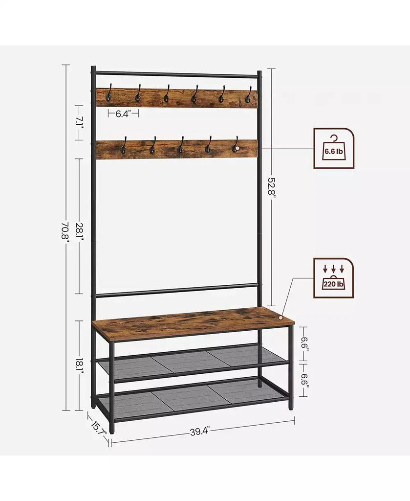 SONGMICS HOME Entryway Industrial Style Coat Rack with Shoe Storage 2