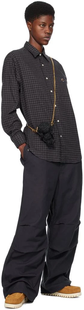 Bape Navy Embroidered Trousers 4