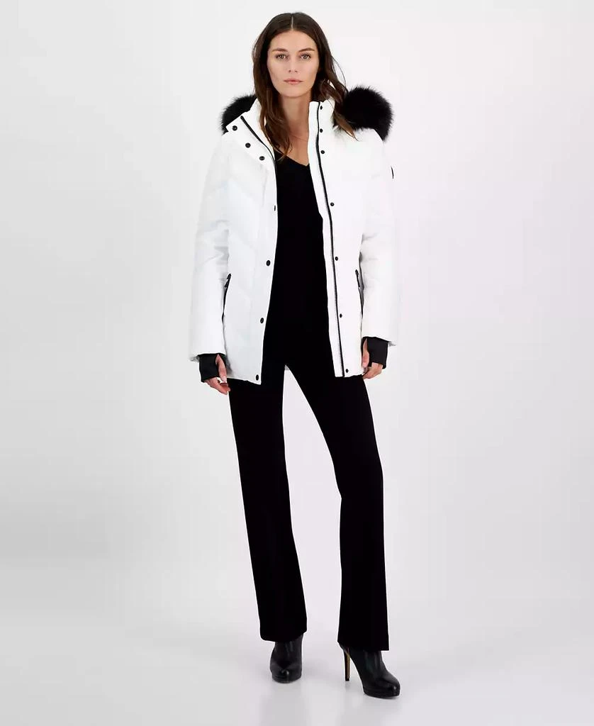 Michael Kors Women's Faux-Fur-Trim Hooded Puffer Coat, Created for Macy's 1
