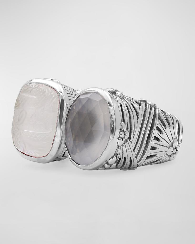 Stephen Dweck Quartz Mother-of-Pearl Open and Close Ring, Size 7-8