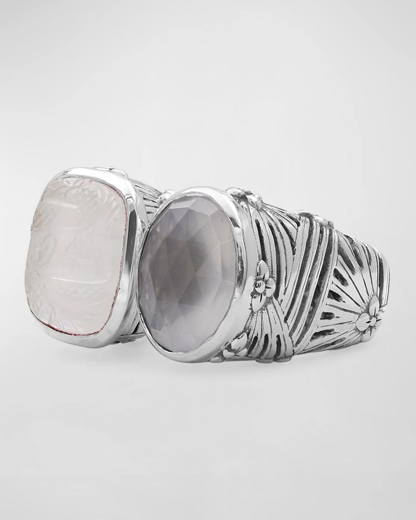 Stephen Dweck Quartz Mother-of-Pearl Open and Close Ring, Size 7-8 2