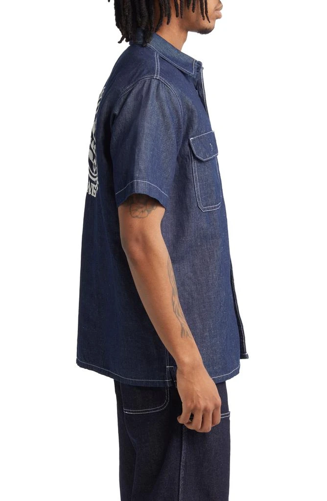 DICKIES Beavertown Short Sleeve Chambray Hemp Blend Button-Up Shirt 4