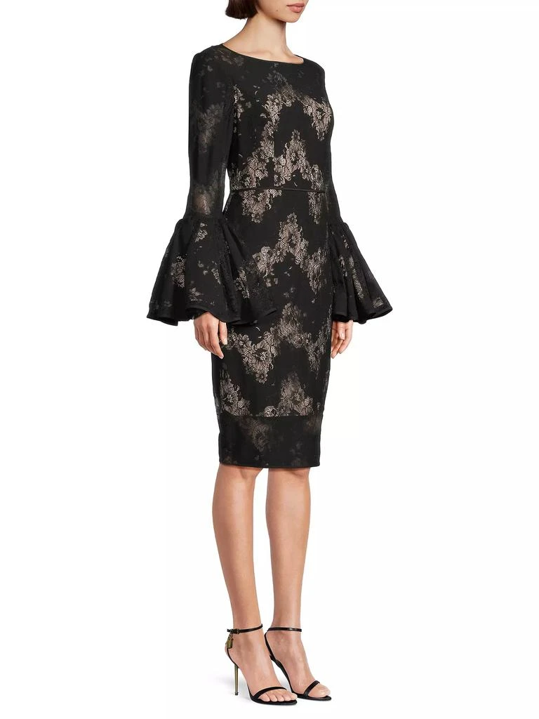 Shani Metallic Lace Bell-Sleeve Sheath Dress 4