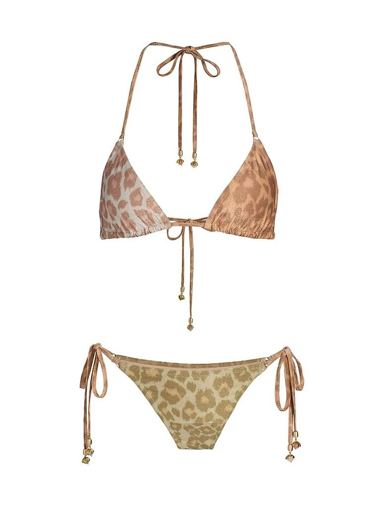 Zimmermann Awaken Metallic Leopard-Print Triangle Bikini