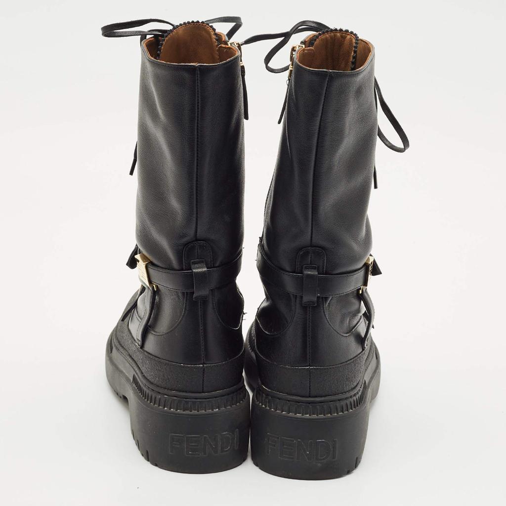 Fendi Black Leather Delfina Biker Boots Size 38 – On Sale Now with