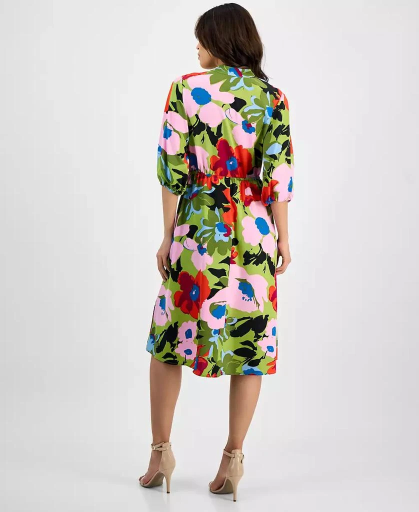 Sandra Darren Women's Floral-Print Split-Neck Midi Dress 5