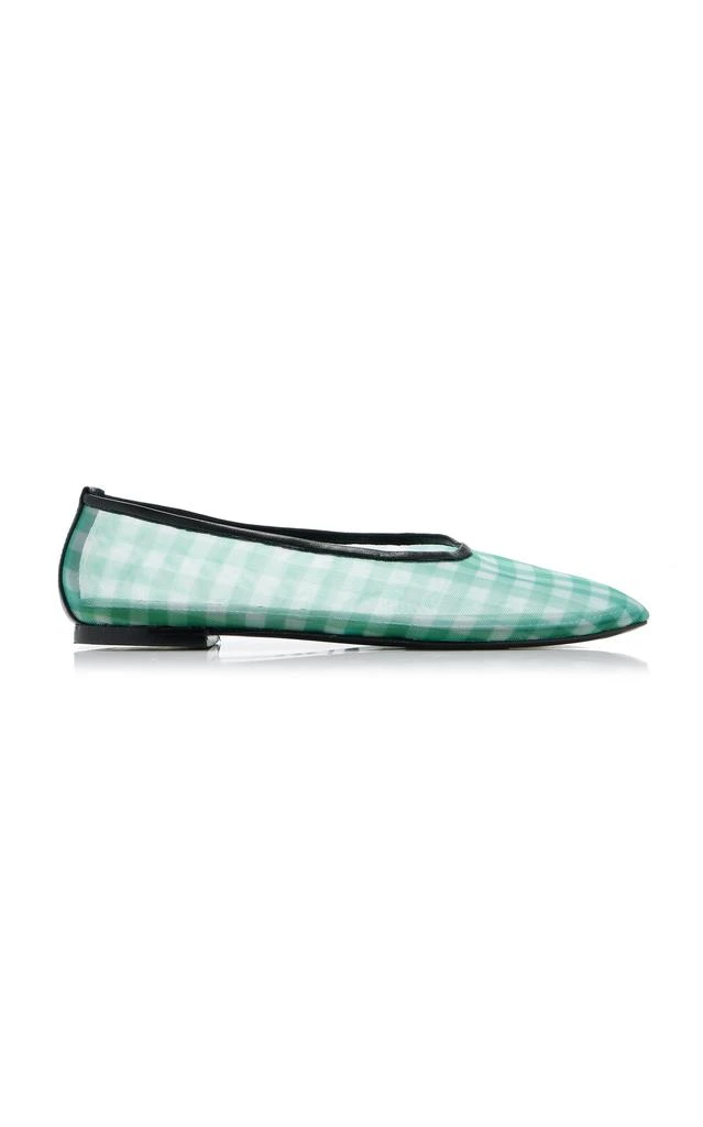Staud STAUD - Alba Gingham-Mesh Ballet Flats - Green - IT 36 - Moda Operandi 1