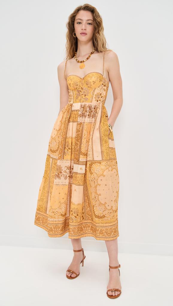 Zimmermann Zimmermann Rhiannon Corset Midi Dress Clothing