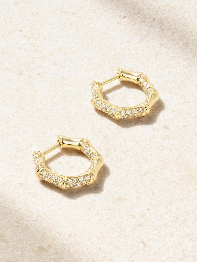 Anita Ko Small Bamboo 18k 黄金钻石小号耳环