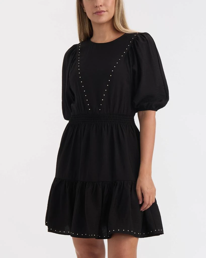 white christmas dresses RUCHED SLEEVE BUTTON FRONT DRESS