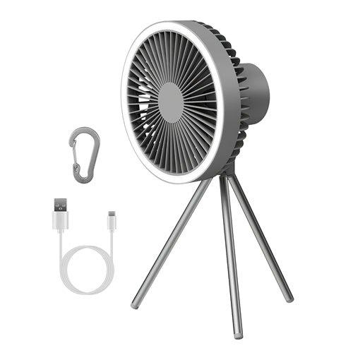 Fresh Fab Finds Camping Fan With Lantern 10000mAh Rechargeable Battery Powered Portable Tripod Fan For Tent Black