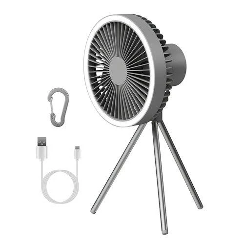 Fresh Fab Finds Camping Fan With Lantern 10000mAh Rechargeable Battery Powered Portable Tripod Fan For Tent Black 1