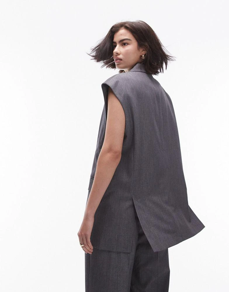 Topshop Topshop co-ord cut off sleeve oversized blazer in grey 4