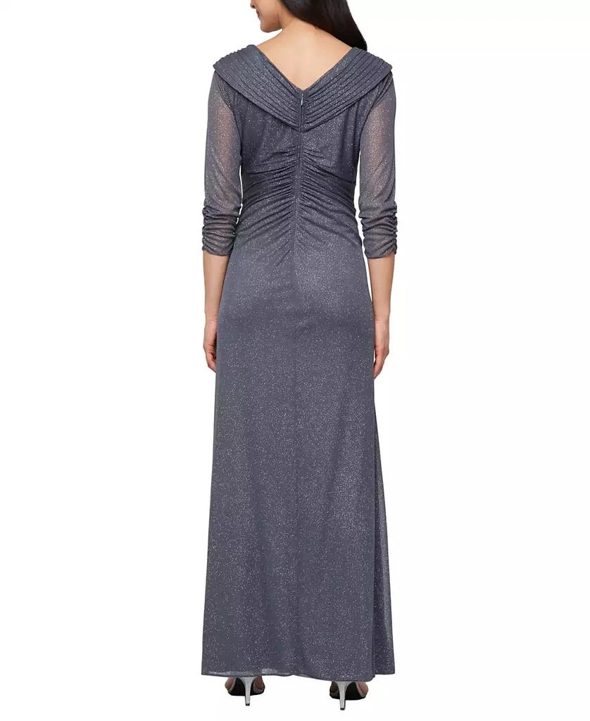Alex Evenings Petite Portrait Collar Embellished Mesh Dress - SMOKE - Size 8P