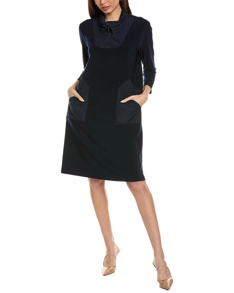 JOSEPH RIBKOFF Funnel Neck Mixed Media Shift Dress 1
