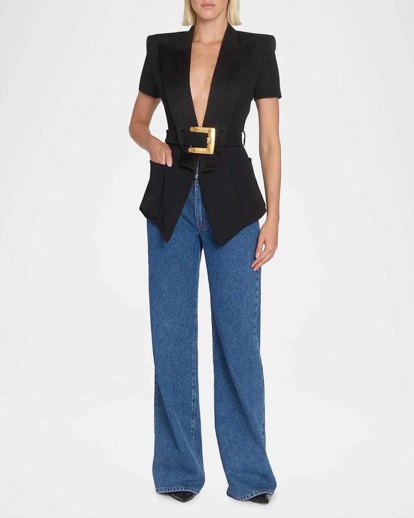 Balmain Tailored Short-Sleeve Belted Blazer Jacket 2