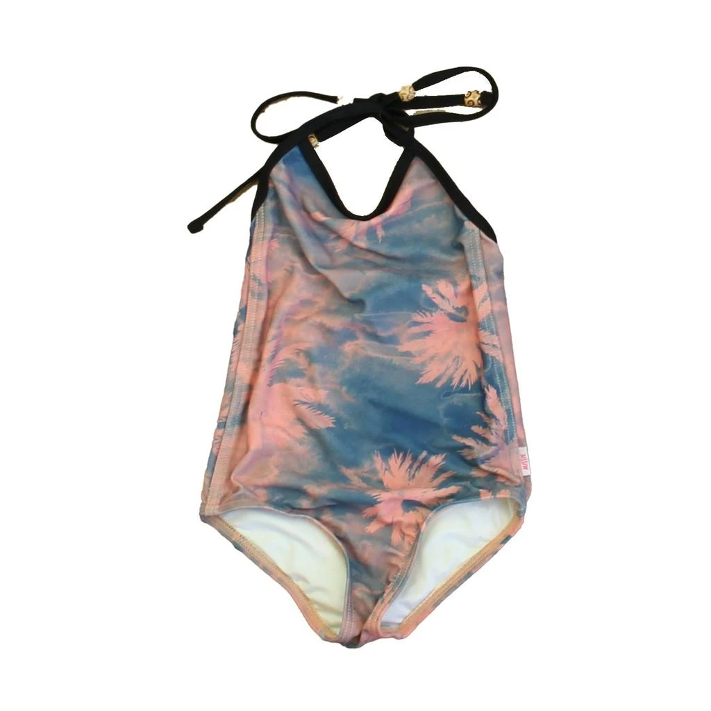 Munster Girls Blue | Pink Palm Trees 1-piece Swimsuit 1